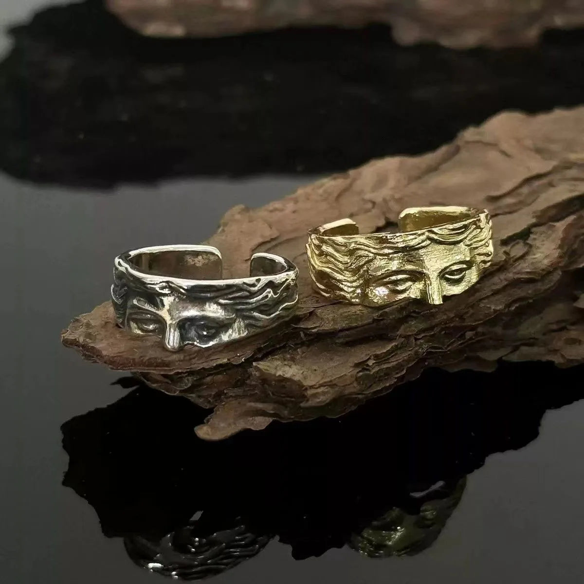 Venus Half Mask Ring For Men Vintage